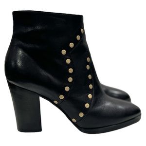 CELINE Calf Leather Studded Accents Boots